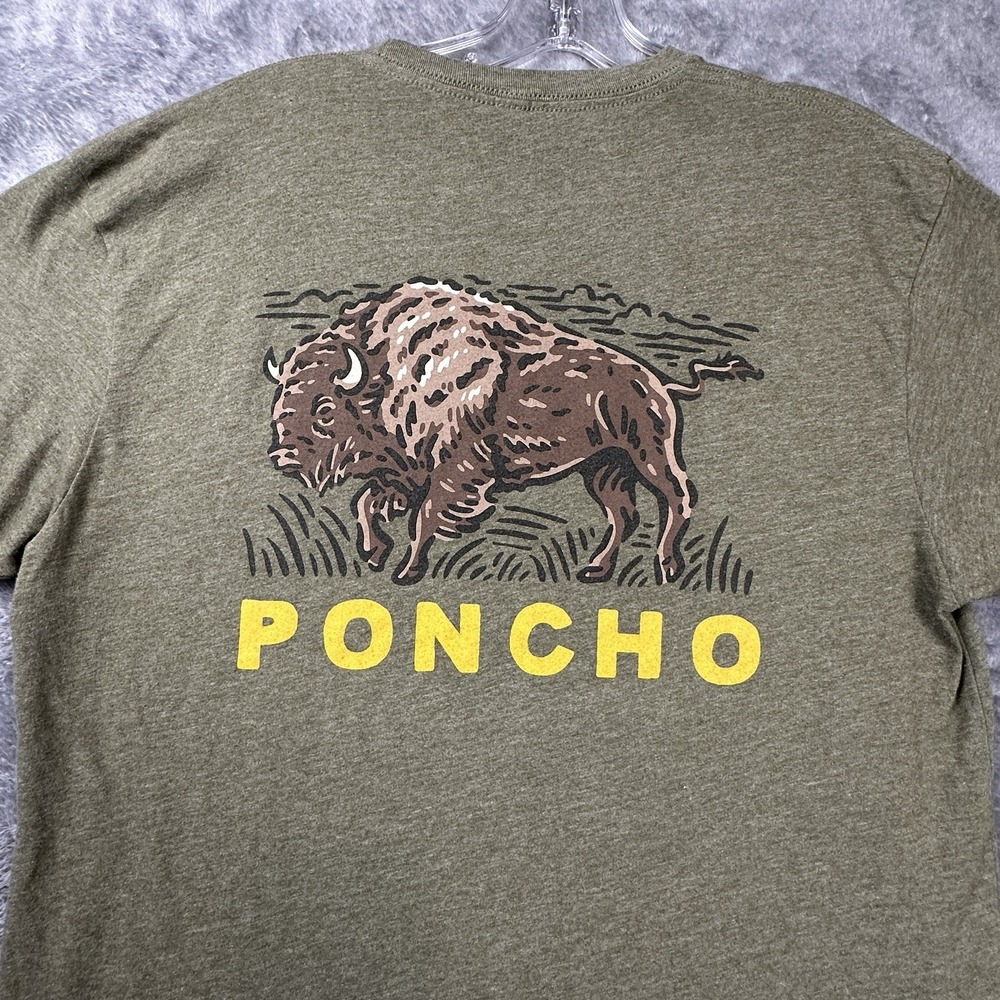 Poncho T-Shirt Mens Large Olive Green Buffalo Western Outdoors Short Sleeve